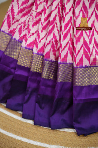 POCHAMPALLY PURE SILK HANDLOOM SAREE WITH GANGA JAMUNA BORDER