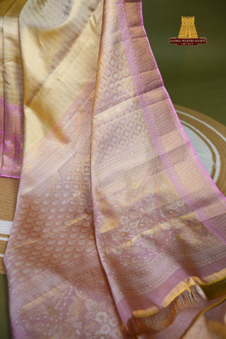 KANCHIPURAM PURE SILK TISSUE BROCADE HANDLOOM SAREE