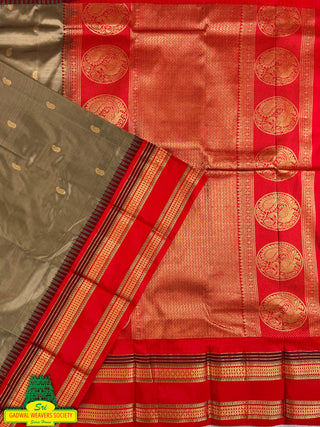 Narayanpet Pure Silk Saree with temple border