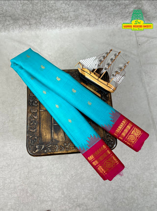 GADWAL PURE COTTON SILK (SICO) SAREES WITH KUTTU BORDER