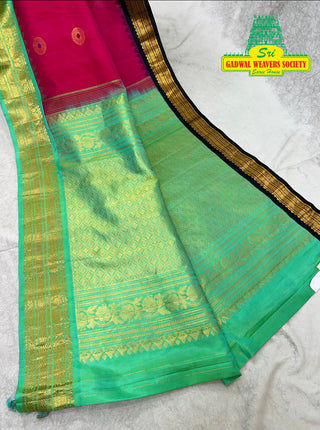 GADWAL PURE SILK HANDLOOM SAREE WITH GANGA JAMUNA BORDER