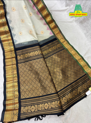 GADWAL PURE SILK HANDLOOM SAREE WITH GANGA JAMUNA BORDER