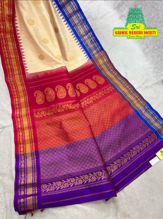 GADWAL PURE SILK HANDLOOM SAREE WITH GANGA JAMUNA BORDER