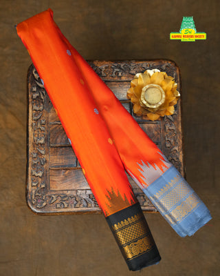 GADWAL PURE SILK HANDLOOM SAREE WITH GANGA JAMUNA BORDER