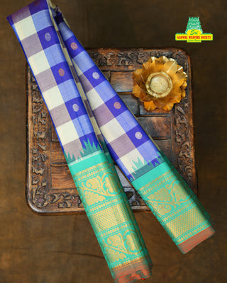 GADWAL PURE SILK HANDLOOM CHECKS BUTTA SAREE