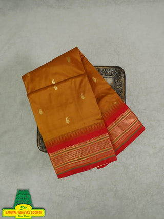 Narayanpet Pure Silk Saree with temple border