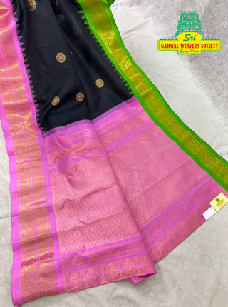 GADWAL PURE SILK HANDLOOM SAREE WITH GANGA JAMUNA BORDER