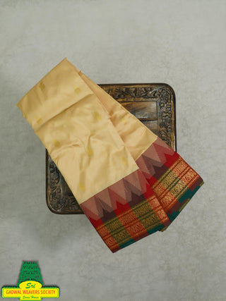 Narayanpet Pure Silk Saree with temple border