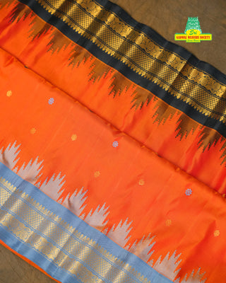 GADWAL PURE SILK HANDLOOM SAREE WITH GANGA JAMUNA BORDER