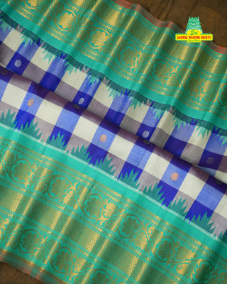 GADWAL PURE SILK HANDLOOM CHECKS BUTTA SAREE
