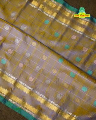 GADWAL PURE SILK HANDLOOM CHECKS BUTTA SAREE