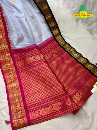 GADWAL PURE SILK HANDLOOM SAREE WITH GANGA JAMUNA BORDER