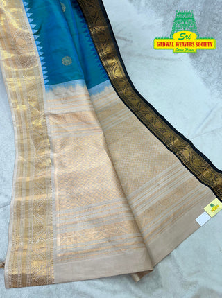 GADWAL PURE SILK HANDLOOM SAREE WITH GANGA JAMUNA BORDER