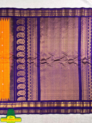 GADWAL PURE SILK HANDLOOM SAREE WITH KUTTU TEMPLE BORDER