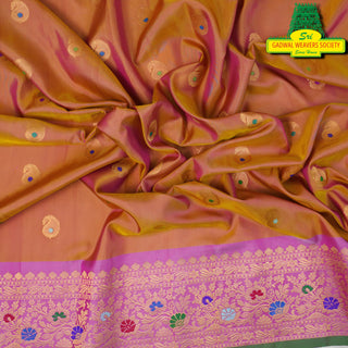 GADWAL PURE SILK HANDLOOM  SAREE WITH MAHARANI MEENAKARI BORDER