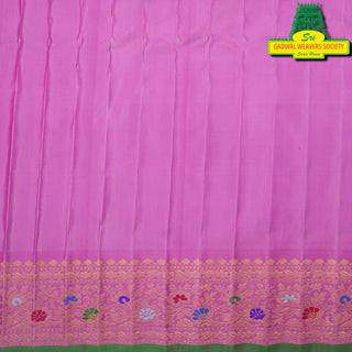 GADWAL PURE SILK HANDLOOM  SAREE WITH MAHARANI MEENAKARI BORDER