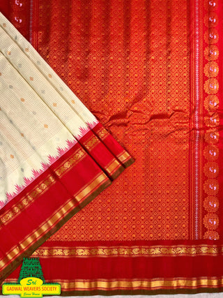 GADWAL PURE SILK HANDLOOM SAREE WITH KUTTU TEMPLE BORDER