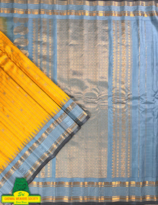 GADWAL PURE SILK HANDLOOM SAREE WITH KUTTU TEMPLE BORDER