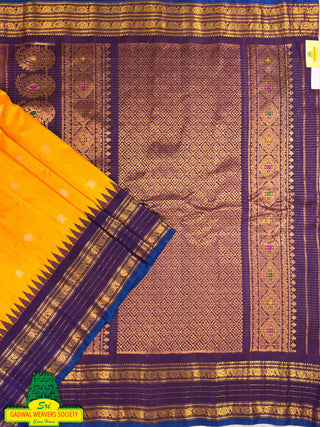 GADWAL PURE SILK HANDLOOM SAREE WITH KUTTU TEMPLE BORDER