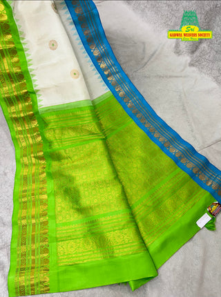 GADWAL PURE SILK HANDLOOM SAREE WITH GANGA JAMUNA BORDER