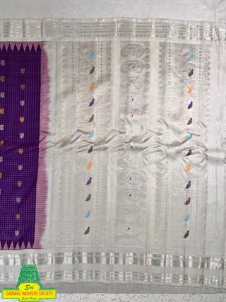 GADWAL PURE SILK HANDLOOM SAREE WITH KUTTU TEMPLE BORDER