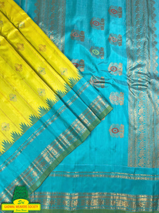 GADWAL PURE SILK HANDLOOM SAREE WITH KUTTU TEMPLE BORDER