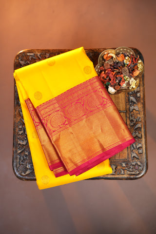 KANCHIPURAM PURE SILK HANDLOOM SAREE WITH KUTTU BORDER