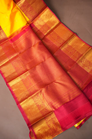 KANCHIPURAM PURE SILK HANDLOOM SAREE WITH KUTTU BORDER