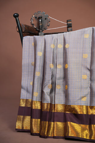 KANCHIPURAM PURE SILK CHECKS HANDLOOM SAREE