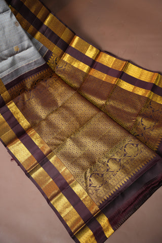 KANCHIPURAM PURE SILK CHECKS HANDLOOM SAREE