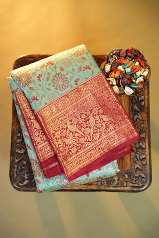 KANCHIPURAM PURE SILK HANDLOOM TISSUE BROCADE SAREE