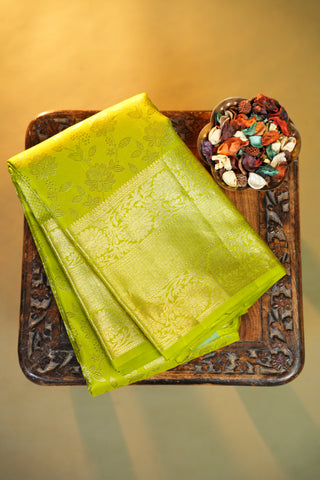 KANCHIPURAM PURE SILK BROCADE SELF SAREE