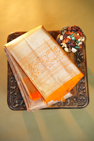 KANCHIPURAM PURE SILK HANDLOOM TISSUE BROCADE SAREE