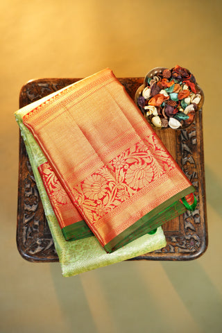 KANCHIPURAM PURE SILK TISSUE BROCADE BRIDAL SAREE