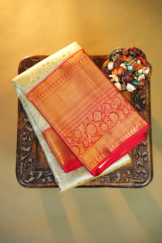 KANCHIPURAM PURE SILK TISSUE BROCADE BRIDAL SAREE