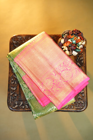 KANCHIPURAM PURE SILK HANDLOOM TISSUE BROCADE SAREE