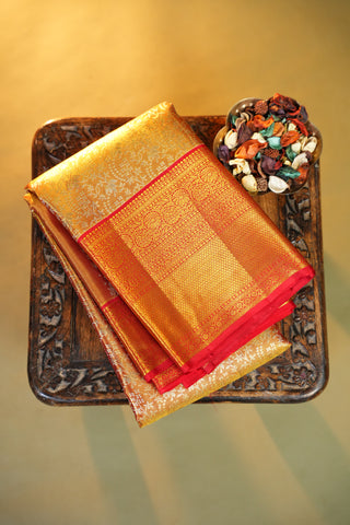 KANCHIPURAM PURE SILK TISSUE BROCADE BRIDAL SAREE