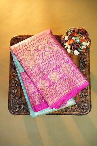 KANCHIPURAM PURE SILK HANDLOOM TISSUE BROCADE SAREE