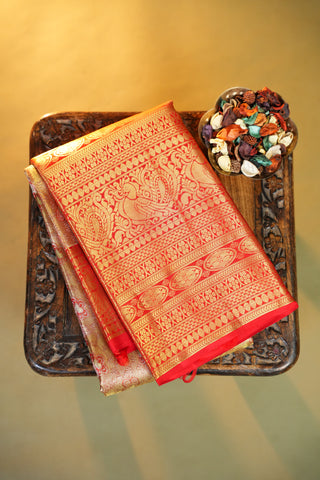 KANCHIPURAM PURE SILK HANDLOOM TISSUE BROCADE SAREE