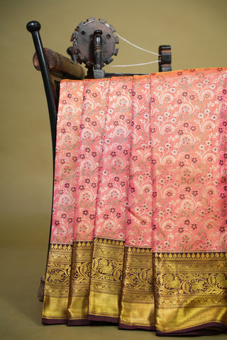 KANCHIPURAM PURE SILK TISSUE MEENAKARI BROCADE SAREE