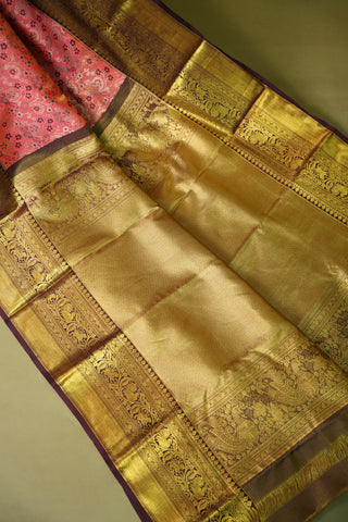 KANCHIPURAM PURE SILK TISSUE MEENAKARI BROCADE SAREE