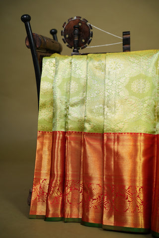 KANCHIPURAM PURE SILK TISSUE BROCADE BRIDAL SAREE