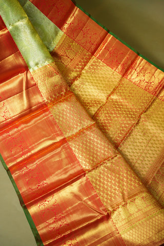 KANCHIPURAM PURE SILK TISSUE BROCADE BRIDAL SAREE