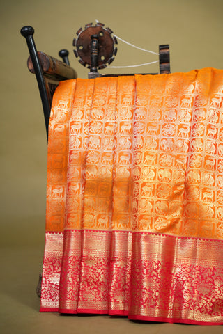 KANCHIPURAM PURE SILK BROCADE BRIDAL SAREE