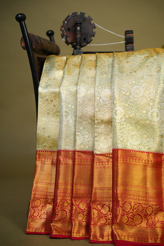 KANCHIPURAM PURE SILK TISSUE BROCADE BRIDAL SAREE