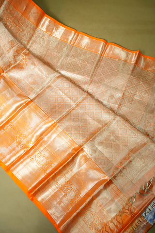 KANCHIPURAM PURE SILK HANDLOOM TISSUE BROCADE SAREE