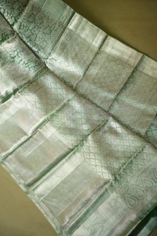 KANCHIPURAM PURE SILK HANDLOOM TISSUE BROCADE SELF SAREE