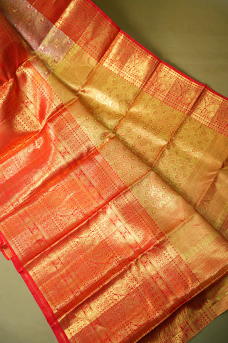 KANCHIPURAM PURE SILK HANDLOOM TISSUE BROCADE SAREE