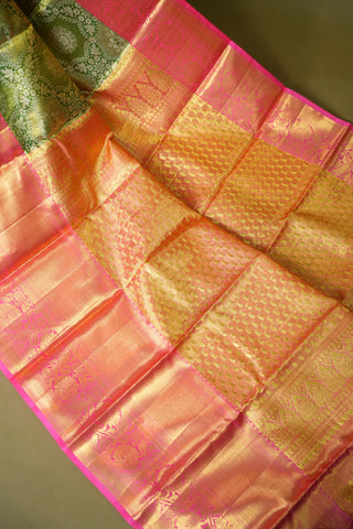 KANCHIPURAM PURE SILK HANDLOOM TISSUE BROCADE SAREE