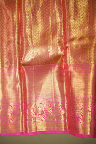 KANCHIPURAM PURE SILK HANDLOOM TISSUE BROCADE SAREE